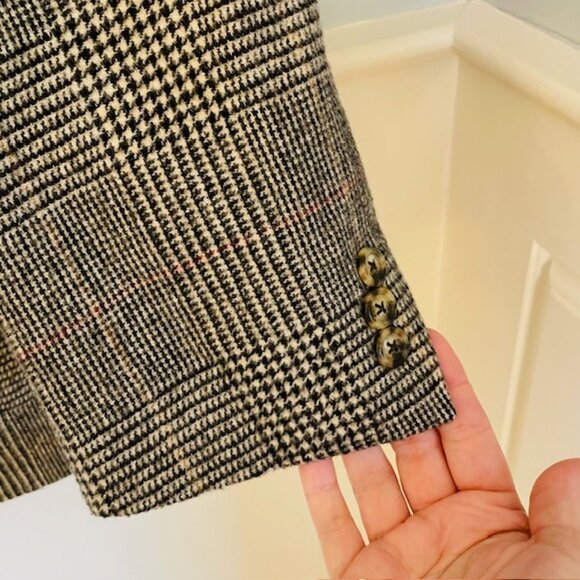 Vintage 90's Brooks Brothers USA Made Ivy Style Glen Plaid Blazer Camel Hair 42R - Picture 7 of 13